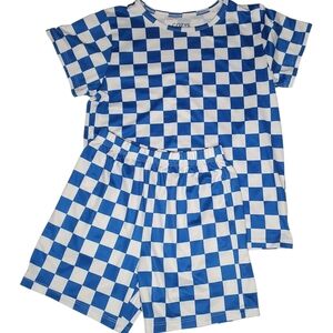 Cozys 2 Piece Pajama Short Set Blue|White Girls Size 8-9 Years